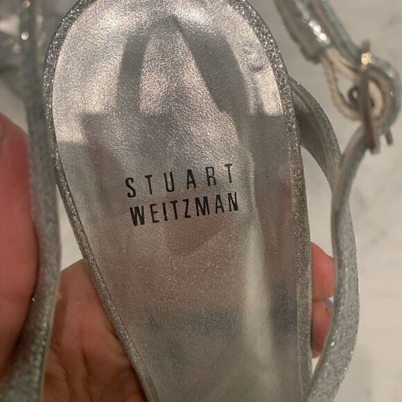 STUART WEITZMAN🤍Silver glitter platform slingback - Picture 14 of 16